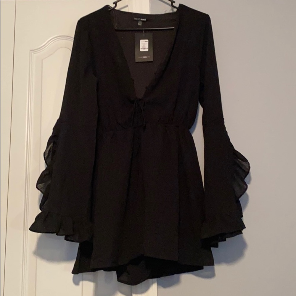 Black tie up romper